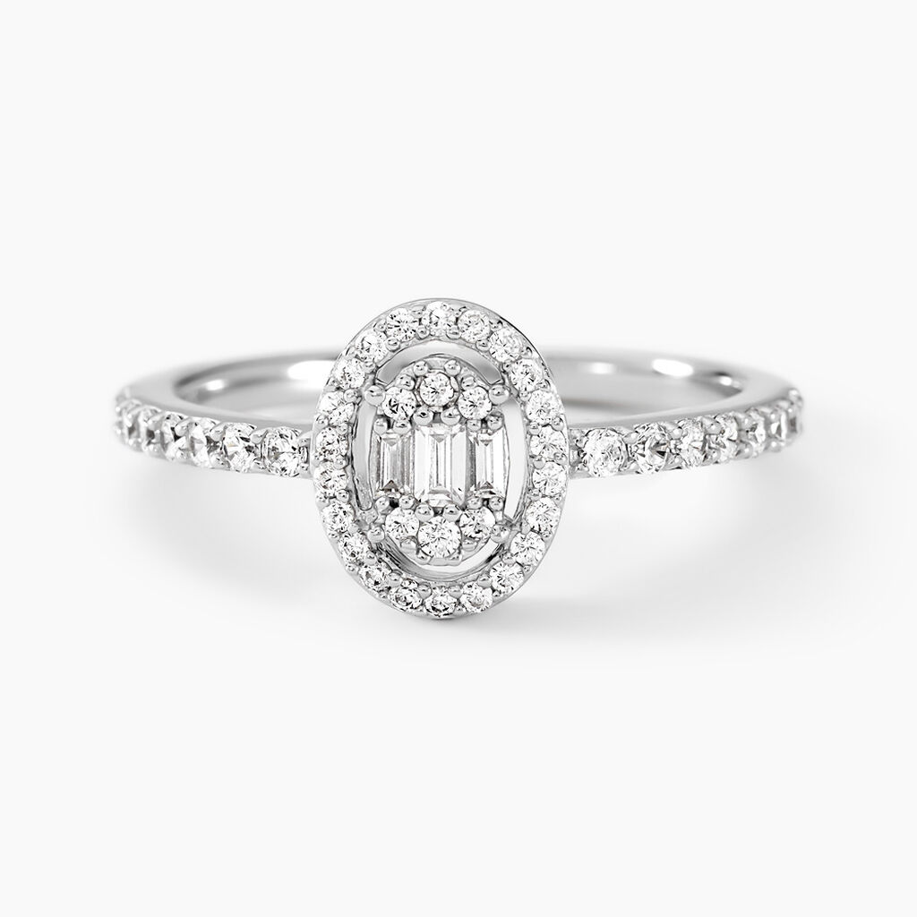 Bague Baroque Party Argent Blanc Oxyde De Zirconium