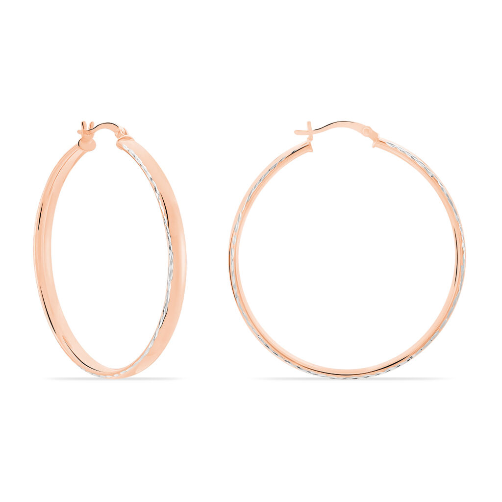 Créoles Argent Rose Ava - Boucles d'oreilles créoles Femme | Histoire d’Or