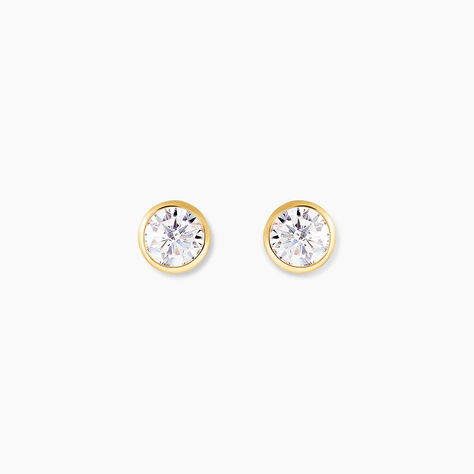 Boucles D'oreilles Puces Daria Serti Clos Or Jaune Oxyde De Zirconium - Clous d'oreilles Femme | Histoire d’Or