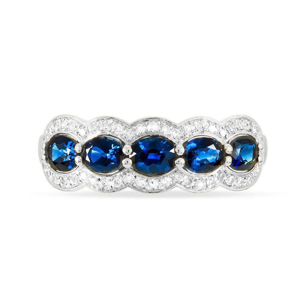 Bague Margaux Or Blanc Saphir Et Diamant - Bagues avec pierre Femme | Histoire d’Or