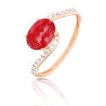 Bague Loriane Or Rose Rubis Et Diamant - Bagues solitaires Femme | Histoire d&rsquo;Or