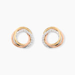 Boucles D'oreilles Puces Amaiur Or Tricolore Oxydes De Zirconium - Clous d'oreilles Femme | Histoire d&rsquo;Or