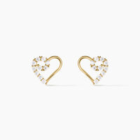 Boucles D'oreilles Puces Daria Cœur Or Jaune Oxyde De Zirconium