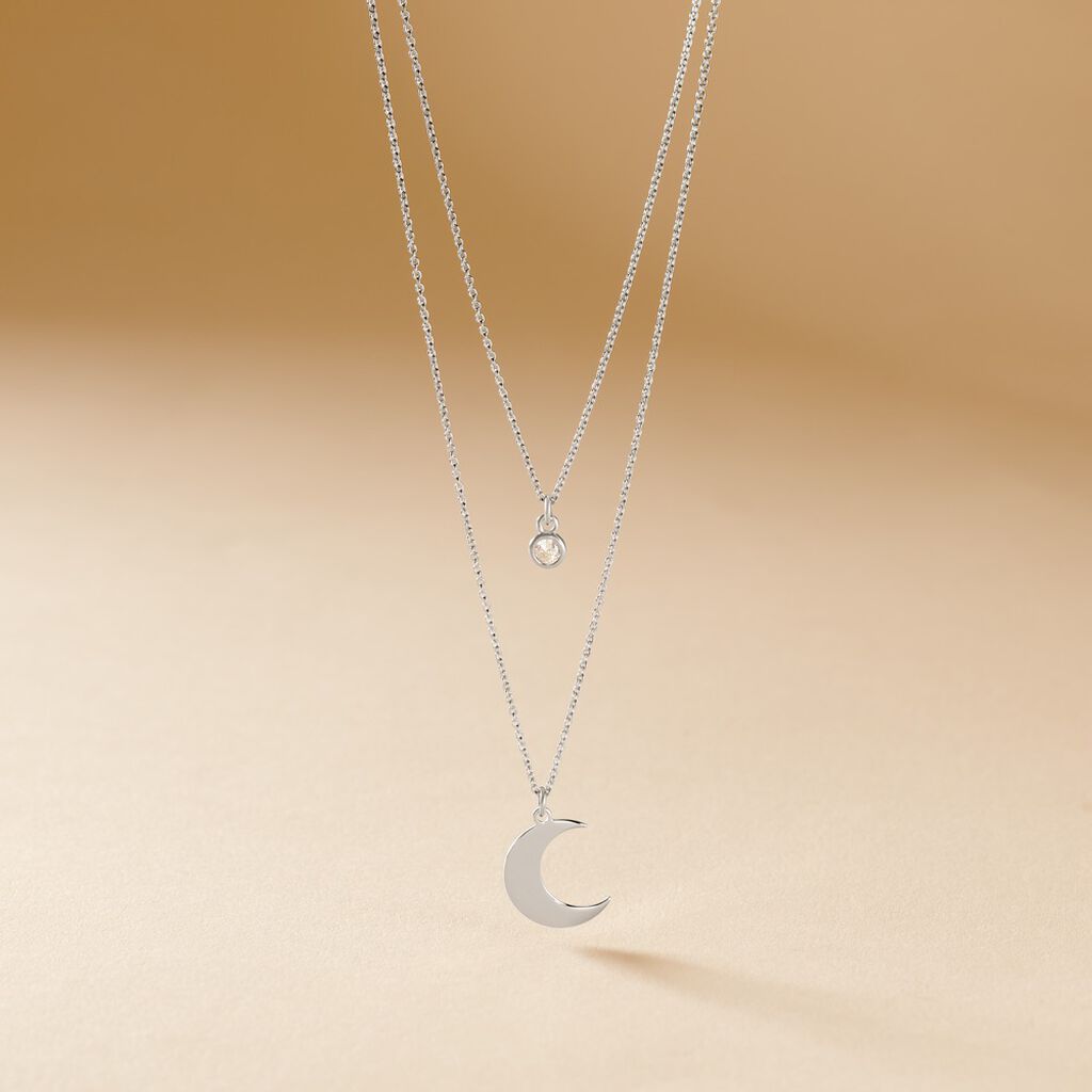 Collier Astre Argent Blanc Oxyde De Zirconium - Colliers doubles et triples cha&icirc;nes Femme | Histoire d&rsquo;Or