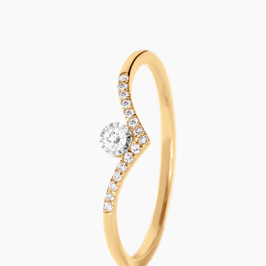 Bague Rosalinde Or Jaune Diamant - Bagues de fian&ccedil;ailles vintage Femme | Histoire d&rsquo;Or