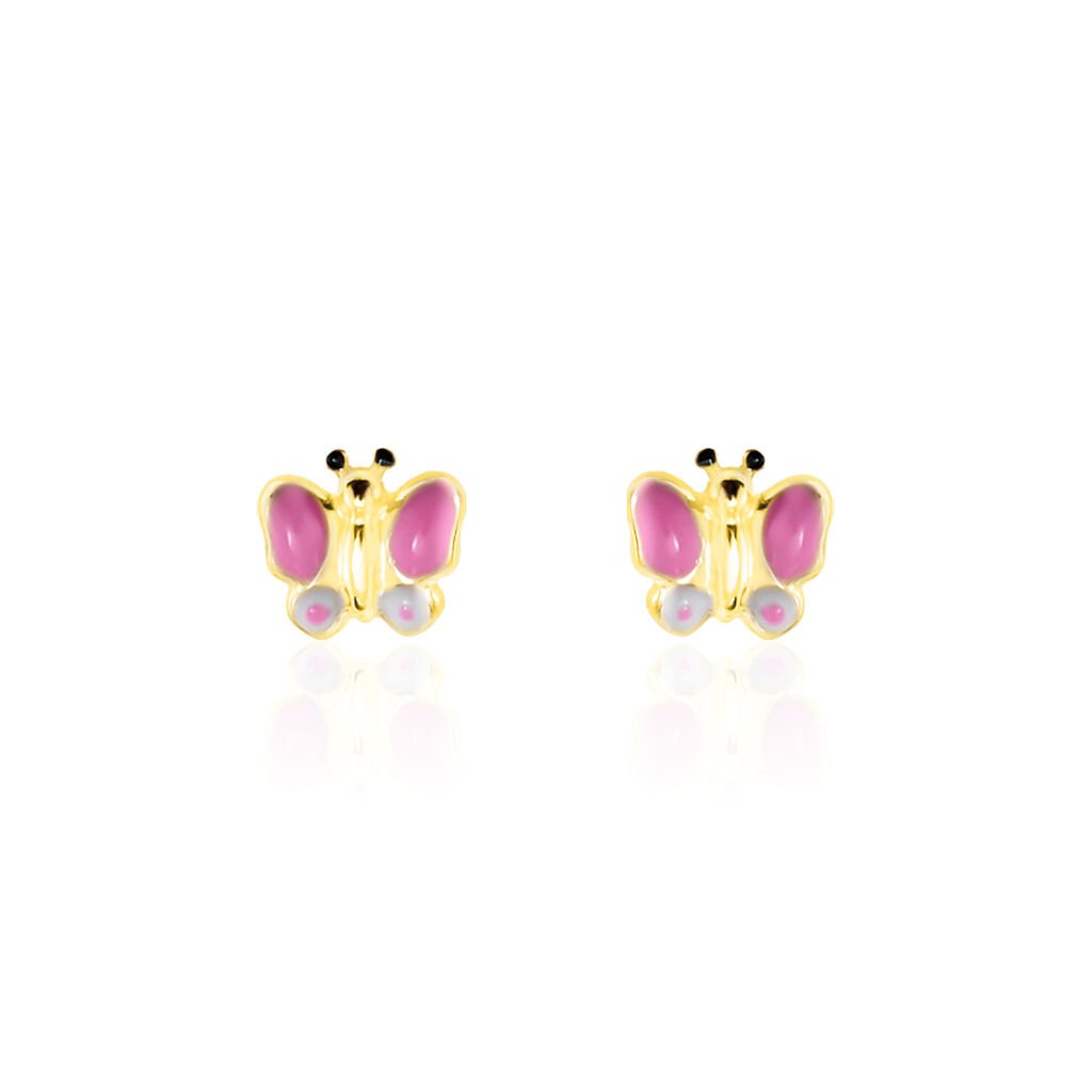 Boucles D'oreilles Puces Sienna Papillon Or Jaune - Clous d'oreilles Enfant | Histoire d’Or