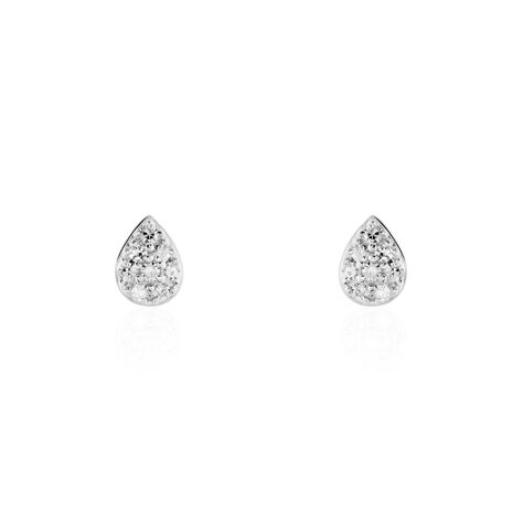 Boucles D'oreilles Puces Nevena Or Blanc Diamant - Clous d'oreilles Femme | Histoire d’Or