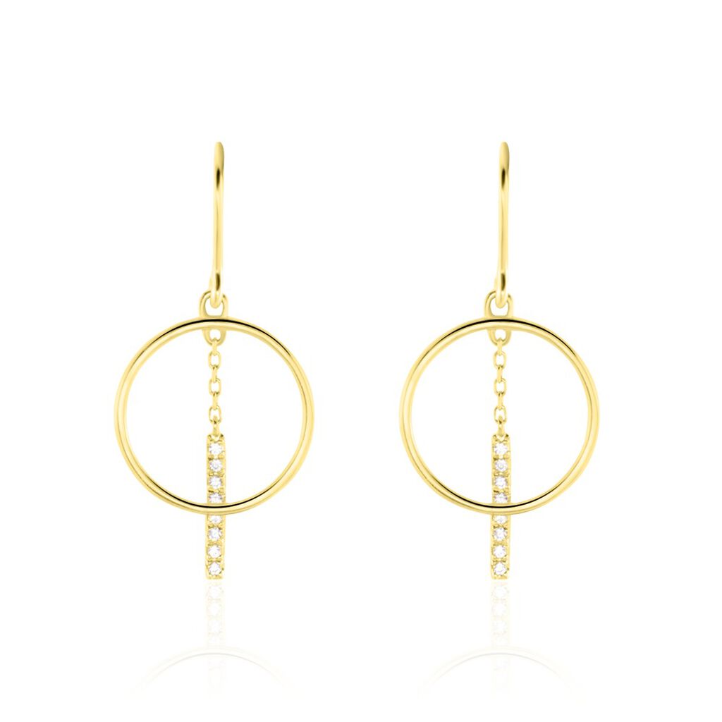 Boucles D'oreilles Pendantes Or Jaune Guda Oxyde De Zirconium - Boucles d'oreilles pendantes Femme | Histoire d’Or