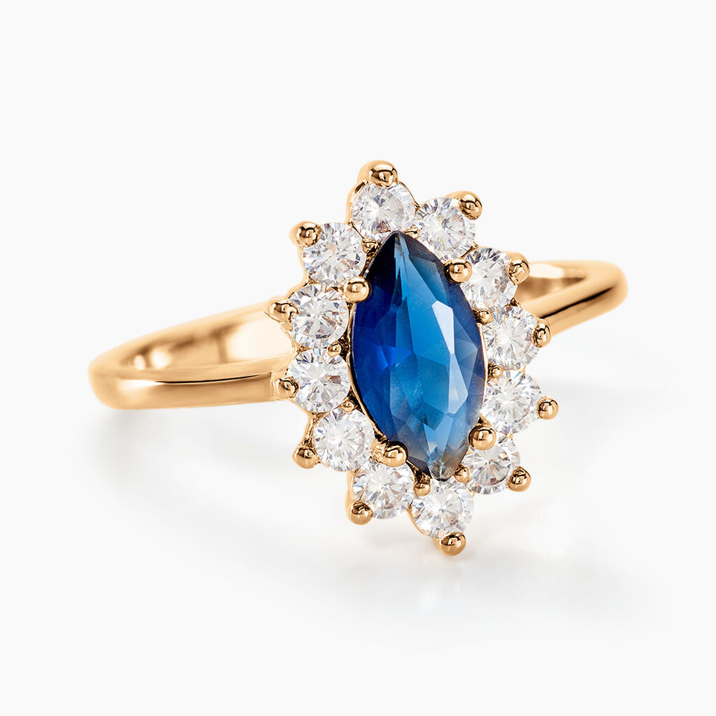 Bague Lisea Plaqu&eacute; Or Jaune Verre Et Oxyde De Zirconium - Bagues solitaires Femme | Histoire d&rsquo;Or