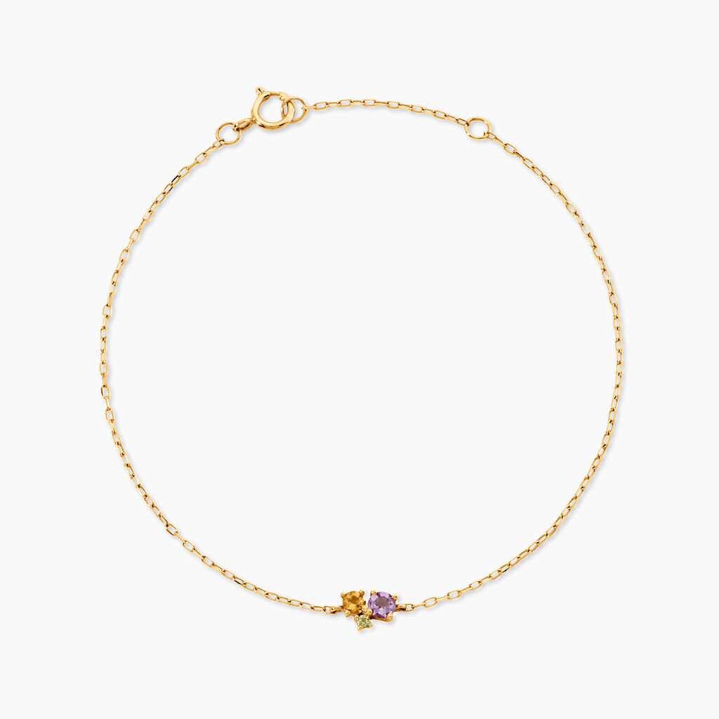 Bracelet Maely Or Jaune Am&eacute;thyste Citrine P&eacute;ridot - Bracelets Femme | Histoire d&rsquo;Or