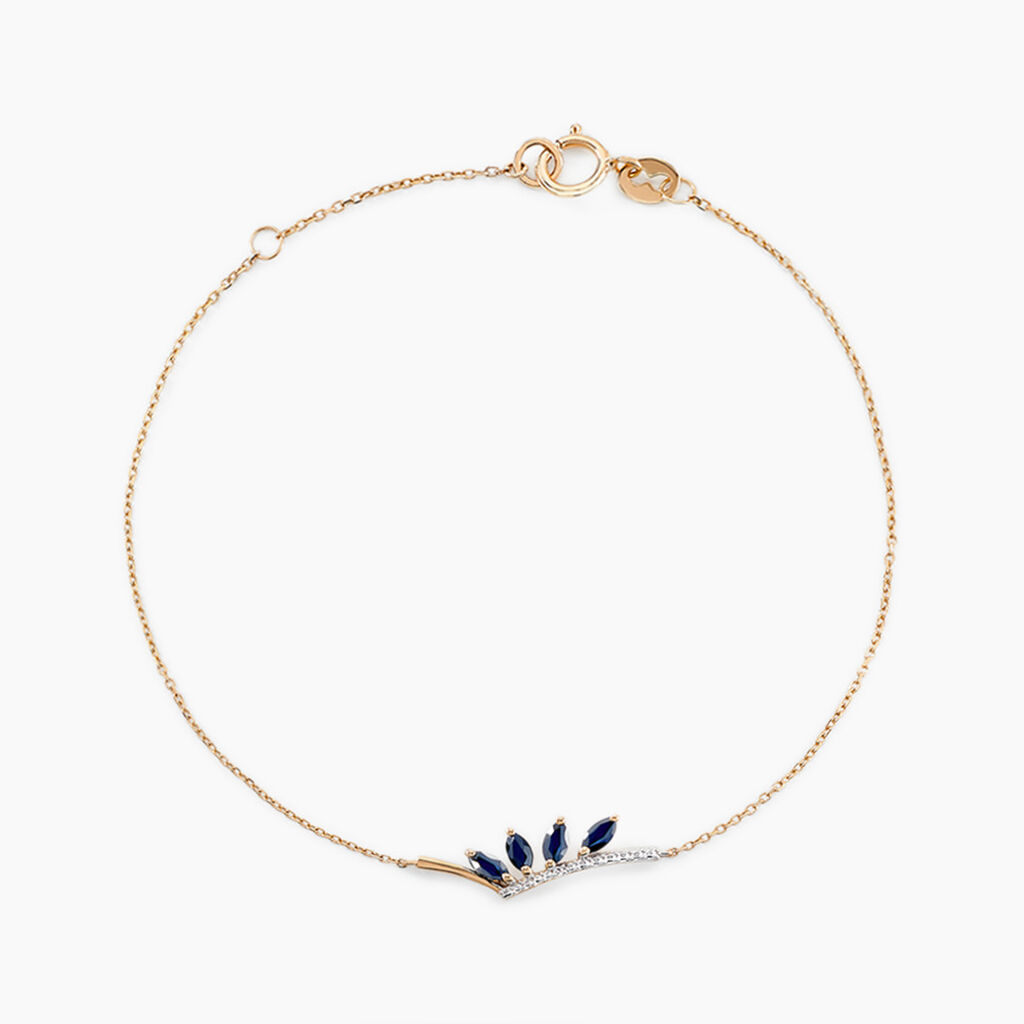 Bracelet Navette Or Jaune Saphir Diamant - Bracelets Femme | Histoire d’Or