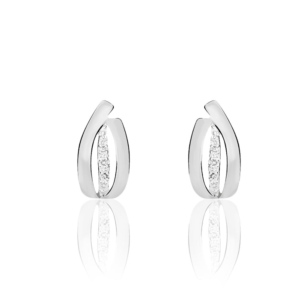 Boucles D'oreilles Puces Aelis Or Blanc Diamant - Clous d'oreilles Femme | Histoire d&rsquo;Or
