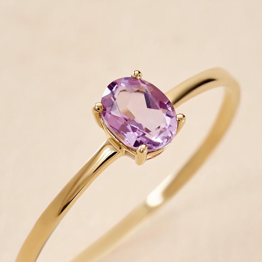 Bague Valentino Or Jaune Am&eacute;thyste - Bagues solitaires Femme | Histoire d&rsquo;Or