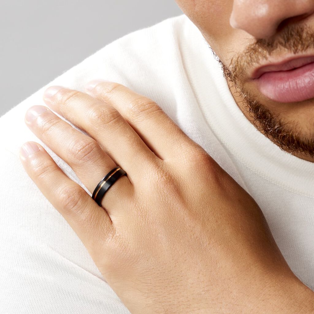 Bague Acier Noir Jacopo - Bagues fantaisie Homme | Histoire d’Or
