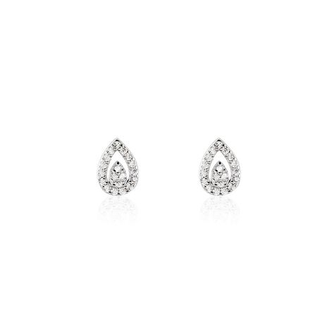 Boucles D'oreilles Puces Argent Blanc Grietje Oxydes De Zirconium - Boucles d'oreilles fantaisie Femme | Histoire d’Or