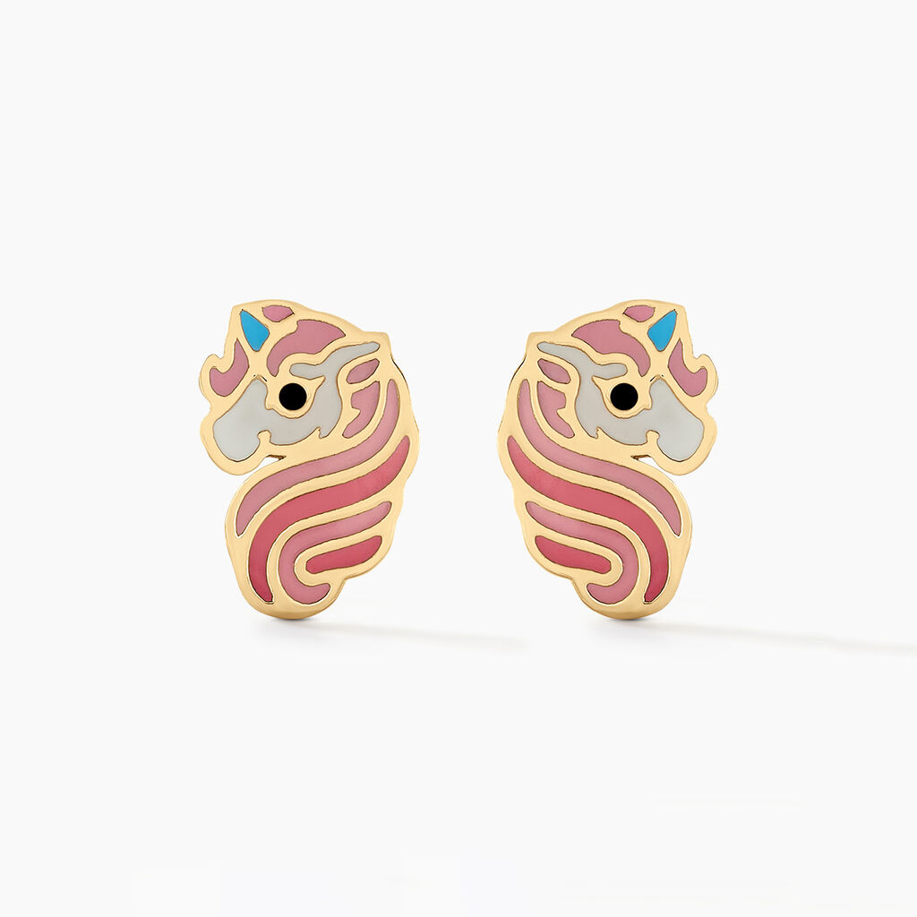 Boucles D'oreilles Puces Pivoina Or Jaune Oxyde De Zirconium - Clous d'oreilles Enfant | Histoire d&rsquo;Or