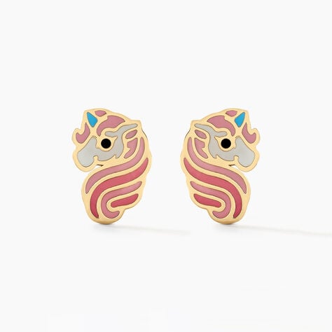 Boucles D'oreilles Puces Pivoina Or Jaune Oxyde De Zirconium - Clous d'oreilles Enfant | Histoire d&rsquo;Or