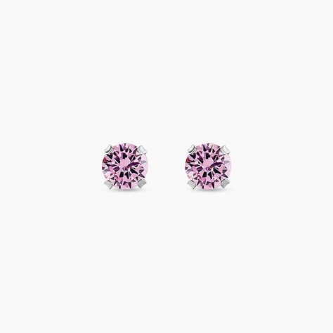 Boucles D'oreilles Puces Or Blanc Oxydes De Zirconium - Clous d'oreilles Femme | Histoire d’Or