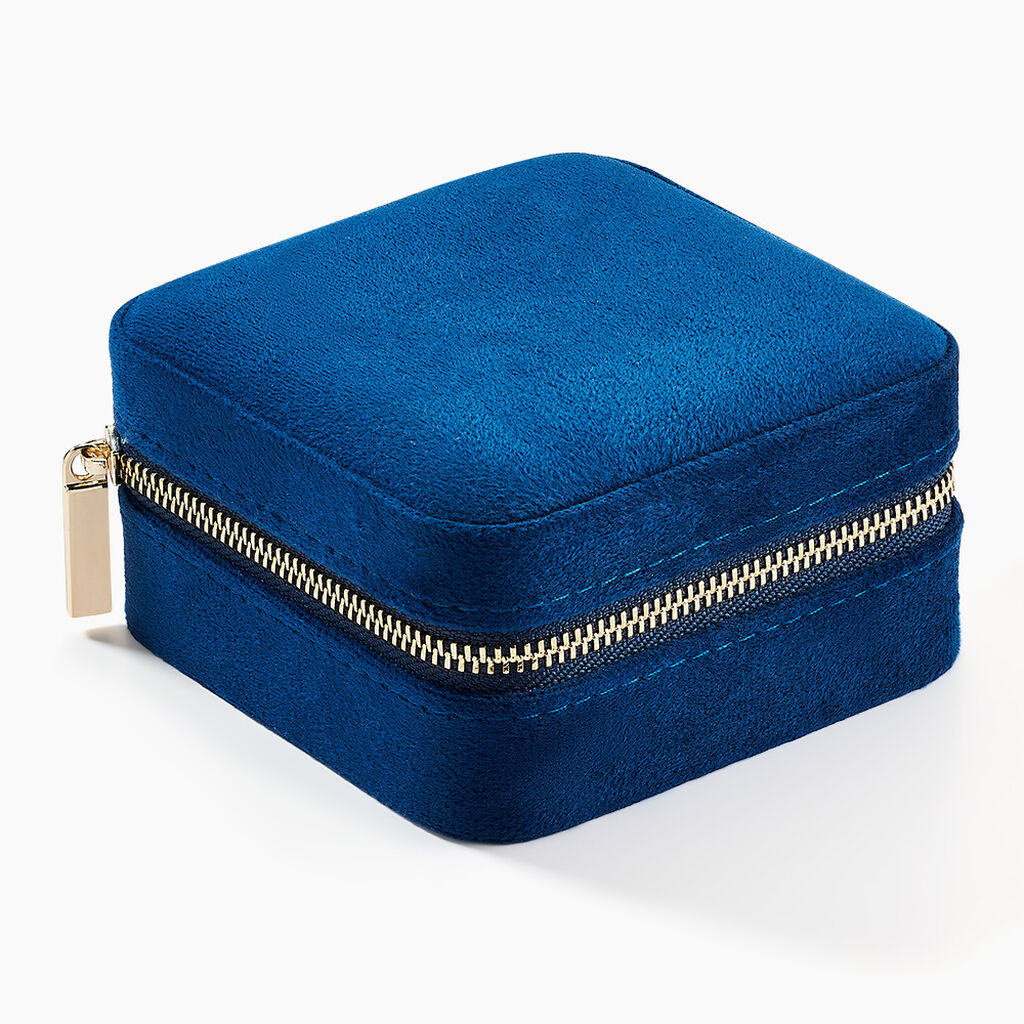 Boite &agrave; Bijou Tissu Bleu - Id&eacute;es cadeaux Famille | Histoire d&rsquo;Or