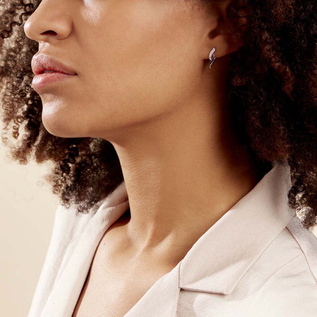 Boucles D'oreilles Pendantes Sylvie Argent Blanc Oxyde De Zirconium - Boucles d'oreilles fantaisie Femme | Histoire d’Or