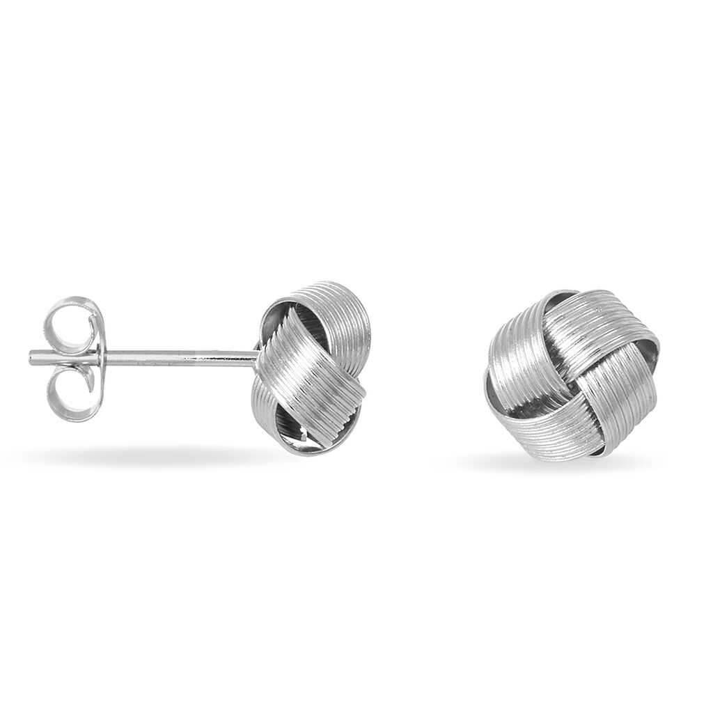 Boucles D'oreilles Puces Albanne Argent Blanc - Boucles d'oreilles fantaisie Femme | Histoire d’Or