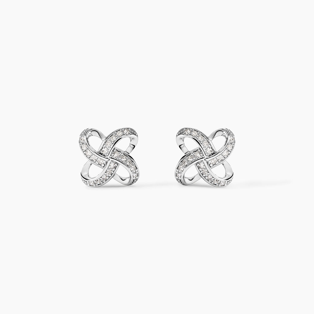 Boucles D'Oreilles Puces Leonille Or Blanc Diamant - Clous d'oreilles Femme | Histoire d&rsquo;Or