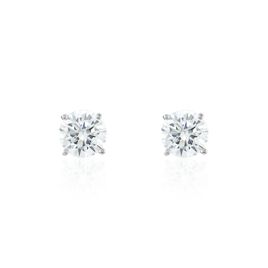 Boucles D'oreilles Puces Or Blanc Katherina Oxyde De Zirconium - Clous d'oreilles Femme | Histoire d’Or