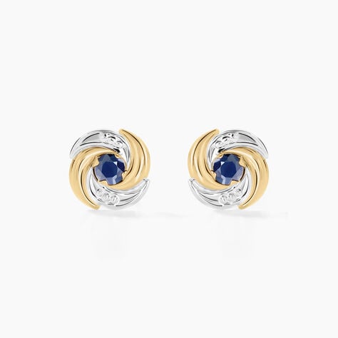 Boucles D'oreilles Puces Potentille Or Jaune Saphir - Clous d'oreilles Femme | Histoire d’Or