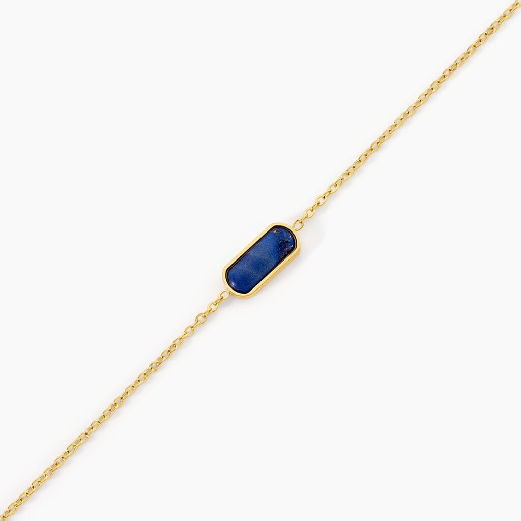 Bracelet Jazz Acier Jaune Lapis Lazuli - Bracelets Pierre Femme | Histoire d&rsquo;Or