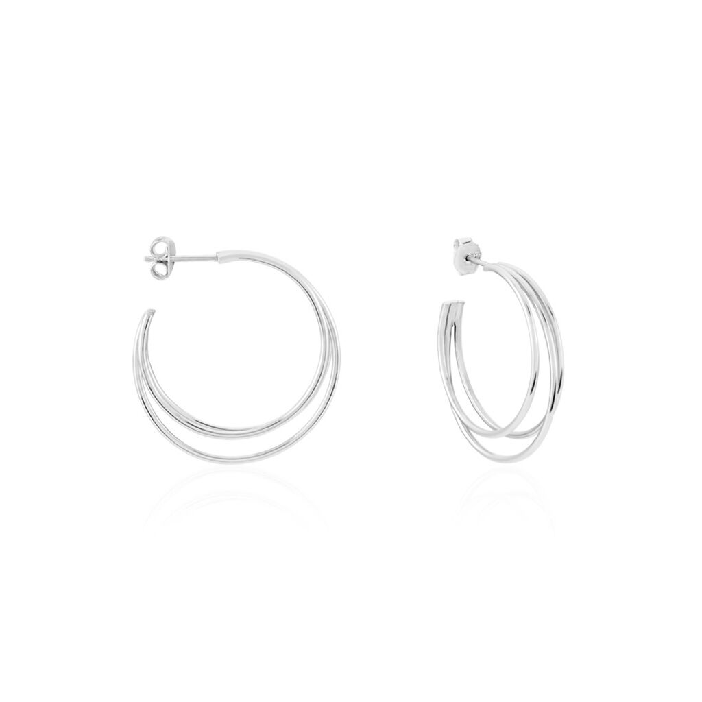 Cr&eacute;oles Argent Blanc Jukka - Boucles d'oreilles cr&eacute;oles Femme | Histoire d&rsquo;Or