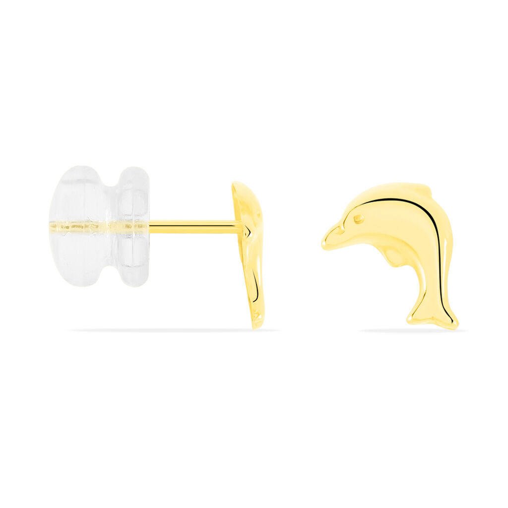 Boucles D'oreilles Puces Fulvie Dauphin Or Jaune - Clous d'oreilles Femme | Histoire d’Or