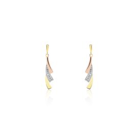 Boucles D'oreilles Pendantes Ainhoa Or Tricolore Diamant - Boucles d'oreilles pendantes Femme | Histoire d’Or