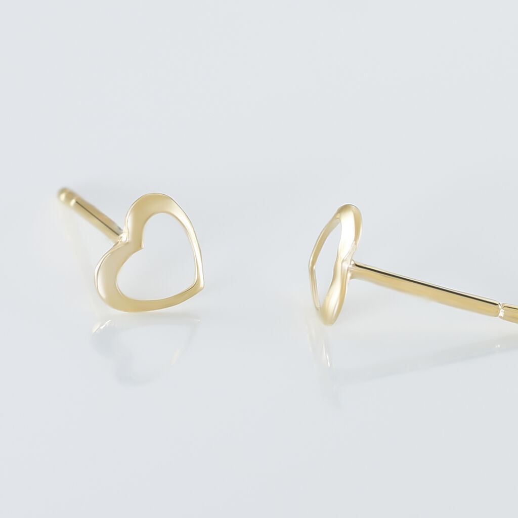 Boucles D'oreilles Puces Anne-maudae Coeurs Or Jaune - Clous d'oreilles Femme | Histoire d’Or
