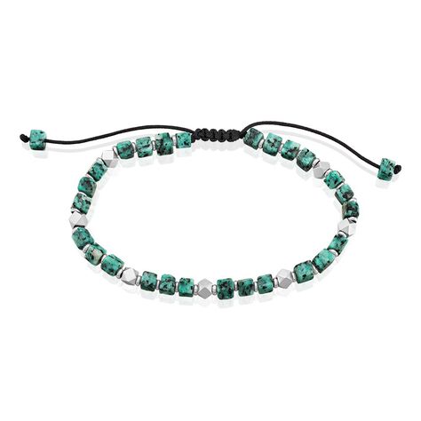 Bracelet Cusco Acier Blanc Turquoise - Bracelets cordon Homme | Histoire d’Or