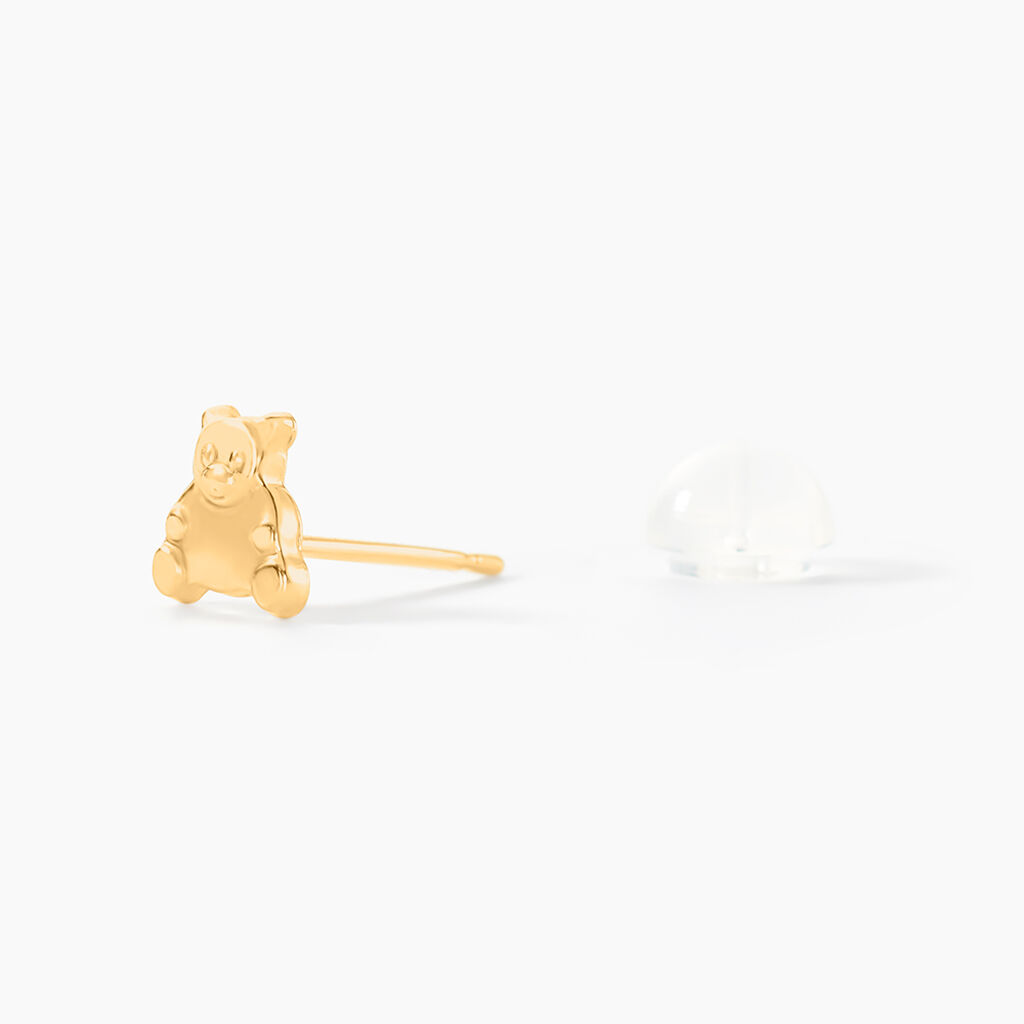 Boucles D'oreilles Puces Ours Or Or Jaune - Clous d'oreilles Enfant | Histoire d&rsquo;Or