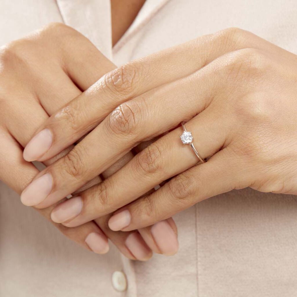 Bague Solitaire Lydia Argent Blanc Oxyde De Zirconium - Bagues solitaires Femme | Histoire d’Or
