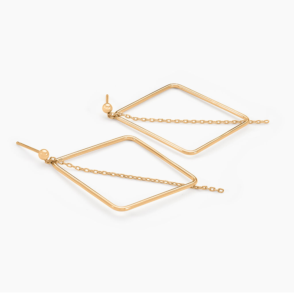 Boucles D'oreilles Pendantes Idoia Plaqu&eacute; Or Jaune - Boucles d'oreilles fantaisie Femme | Histoire d&rsquo;Or