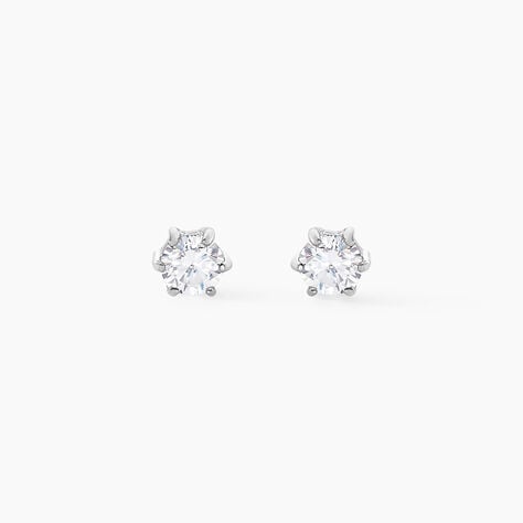 Boucles D'oreilles Puces Petrine Argent Blanc Oxyde De Zirconium - Boucles d'oreilles fantaisie Femme | Histoire d&rsquo;Or