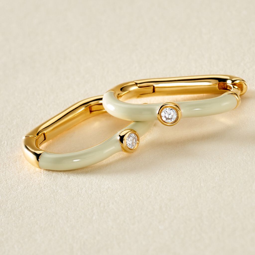 Créoles Infini Pop Argent Jaune Oxyde De Zirconium - Boucles d'oreilles créoles Femme | Histoire d’Or