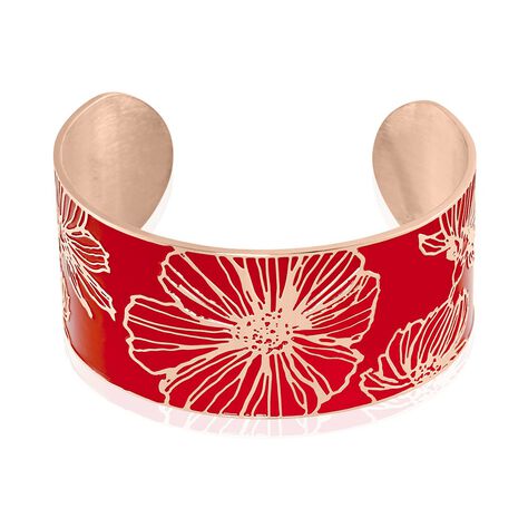 Bracelet Jonc Willem Acier Rose Smalto Rouge - Bracelets joncs Femme | Histoire d&rsquo;Or