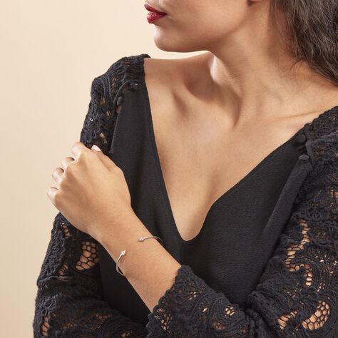 Bracelet Jonc Danae Argent Blanc Oxyde De Zirconium - Bracelets fantaisie Femme | Histoire d’Or