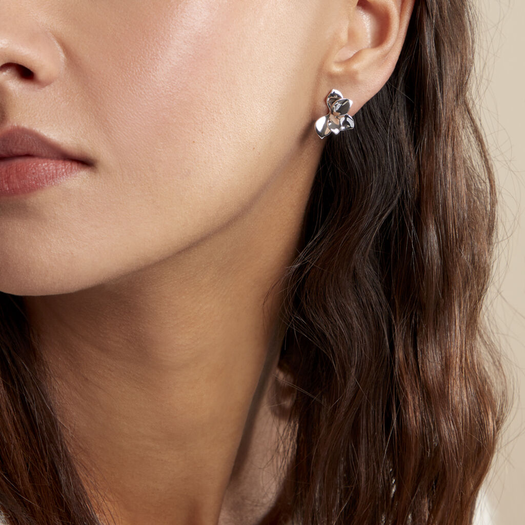 Boucles D'oreilles Puces Narcisse Dream Argent Blanc - Boucles d'oreilles fantaisie Femme | Histoire d’Or