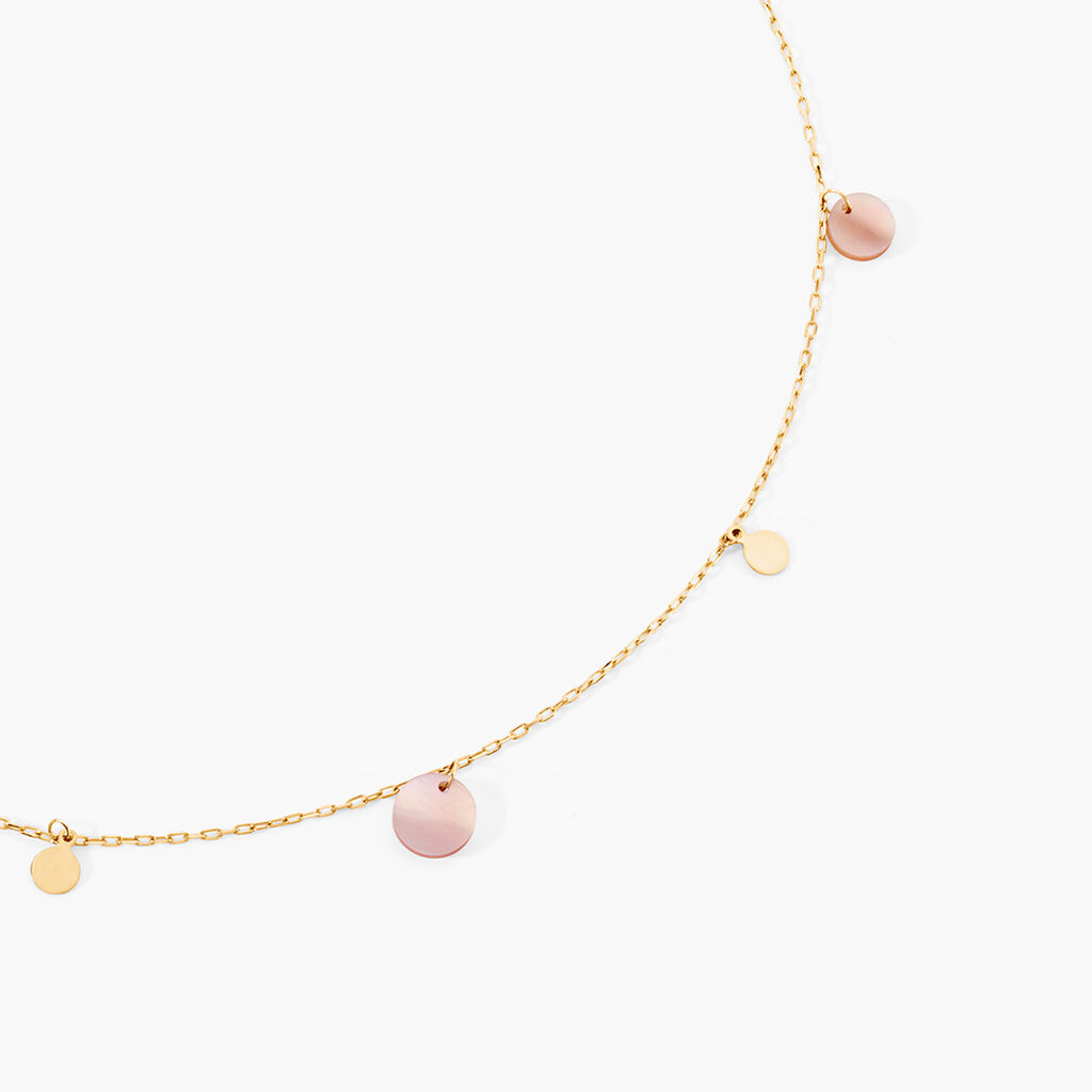 Collier Pampilles Color&eacute;es Or Jaune Nacre - Colliers Femme | Histoire d&rsquo;Or