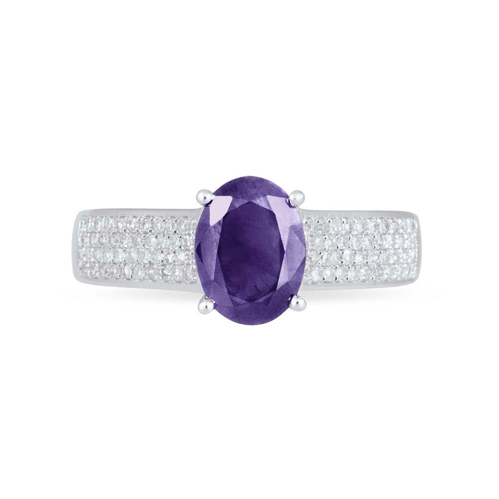 Bague Crista Or Blanc Amethyste Et Diamant - Bagues solitaires Femme | Histoire d&rsquo;Or