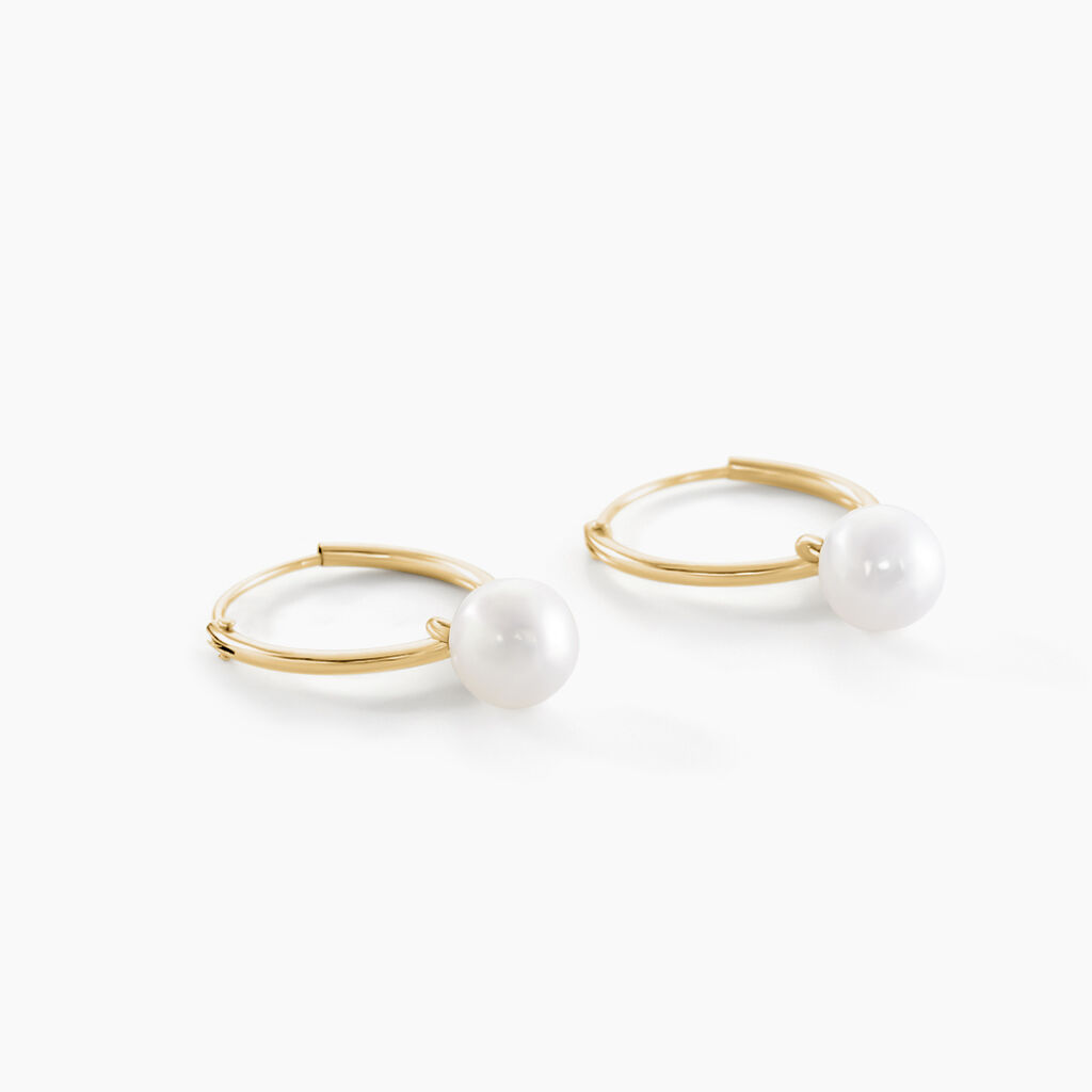 Créoles Inoussia Rondes Or Jaune Perle De Culture - Boucles d'oreilles créoles  | Histoire d’Or