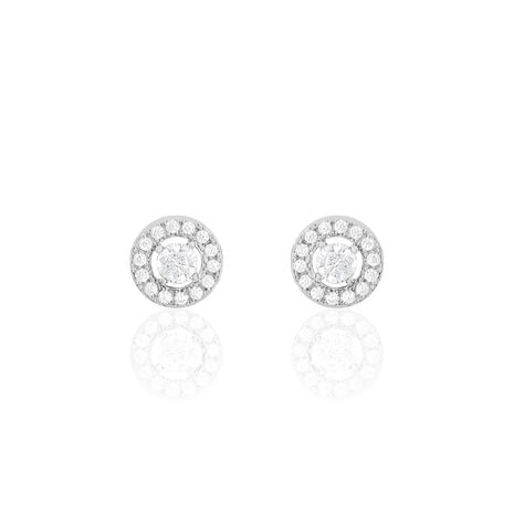 Boucles D'oreilles Puces Star Or Blanc Oxyde De Zirconium - Clous d'oreilles Femme | Histoire d’Or