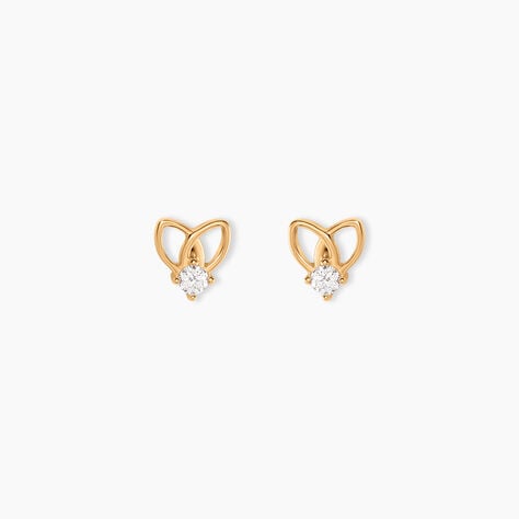 Boucles D'Oreilles Puces Ionia Plaqu&eacute; Or Jaune Oxyde De Zirconium - Boucles d'oreilles fantaisie Femme | Histoire d&rsquo;Or