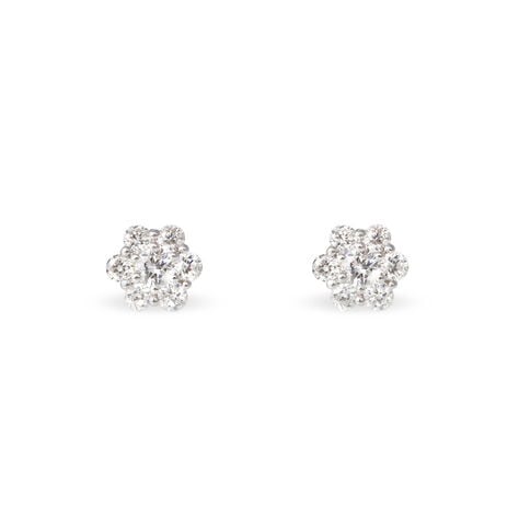 Boucles D'oreilles Puces Magnolia Or Blanc Diamant - Clous d'oreilles Femme | Histoire d&rsquo;Or