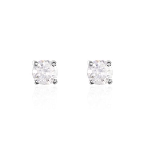Boucles D'oreilles Puces Or Blanc Victoria Diamants - Clous d'oreilles Femme | Histoire d&rsquo;Or
