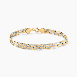 Bracelet Jen Tresse 6 Fils Or Bicolore - Bracelets Femme | Histoire d’Or